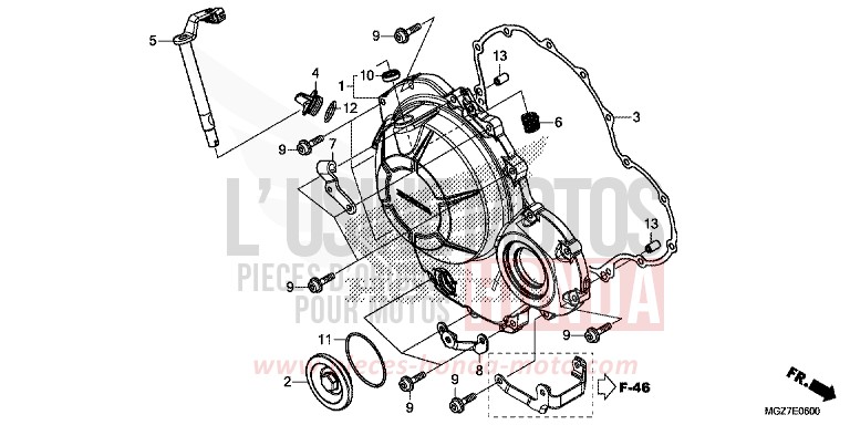 RIGHT CRANKCASE COVER for CB500X ABS CANDY RUBY RED (R4) from 2014